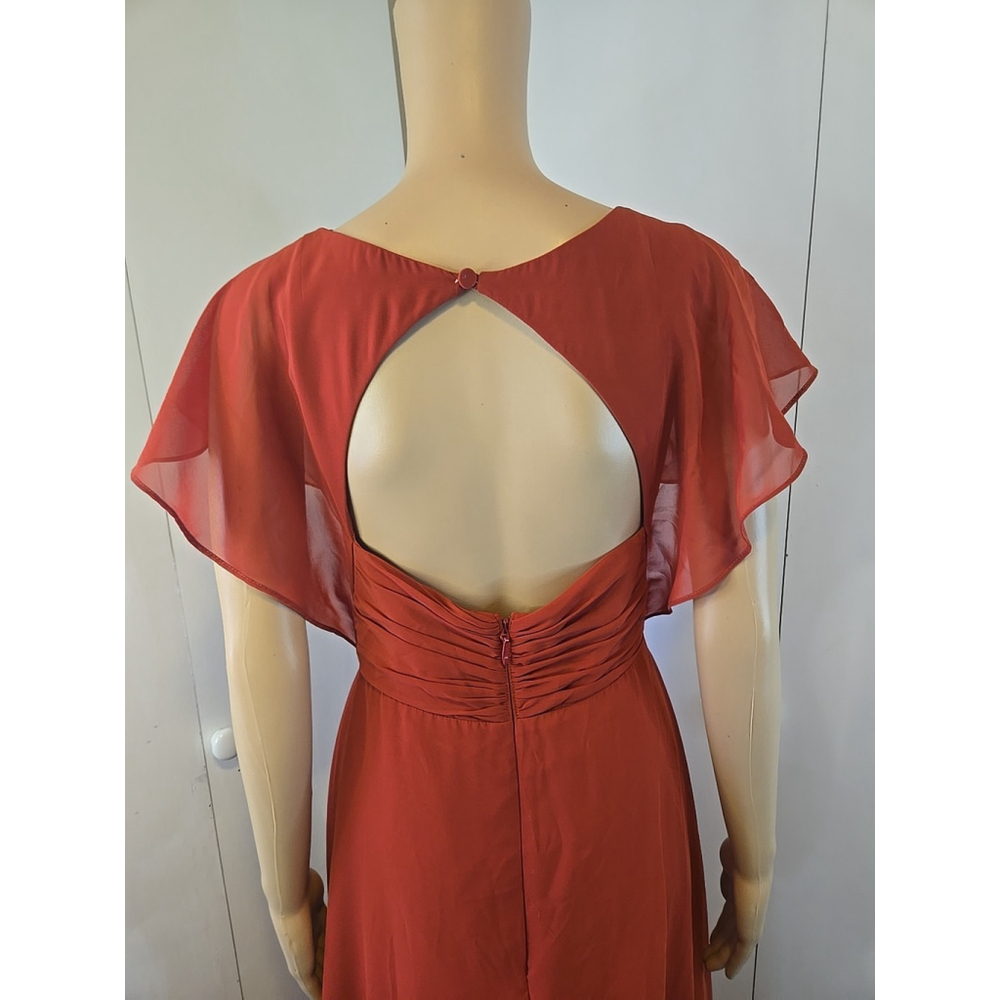 Azazie Rylee Bridesmaid Dress A10 Floor Length Slit Formal Gown Chiffon - Picture 7 of 10